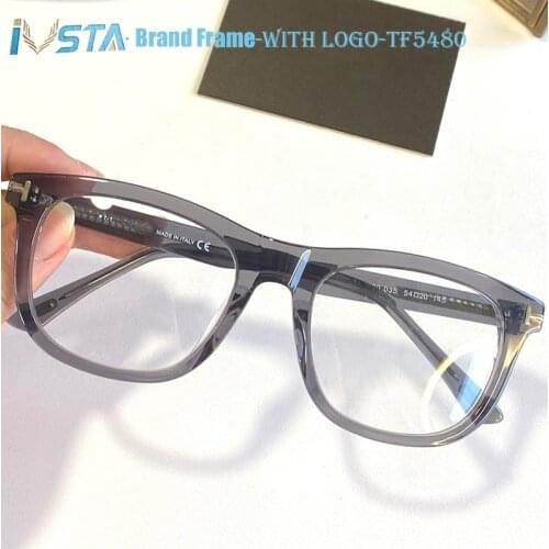 IVSTA TF5480 with Logo Top Quality Optical Frame Square Glasses Men Acetate Luxury Brand Myopia Glasses Prescription with Box