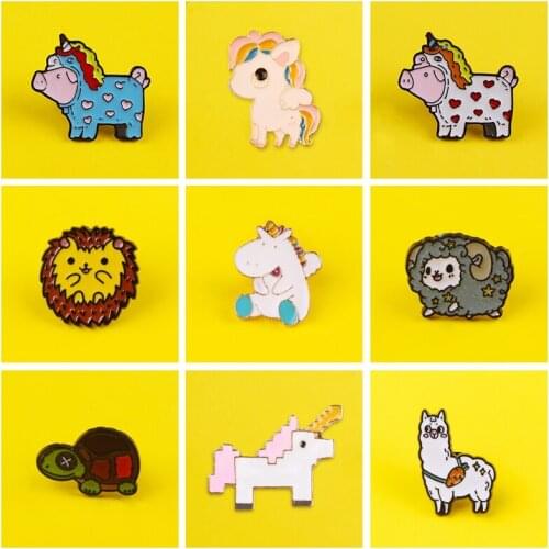 Lovely Unicorn Badges for Clothes Badges on Backpack Cute Animals Enamel Pins for Backpacks Clothes Lapel Pin Badge Accessories