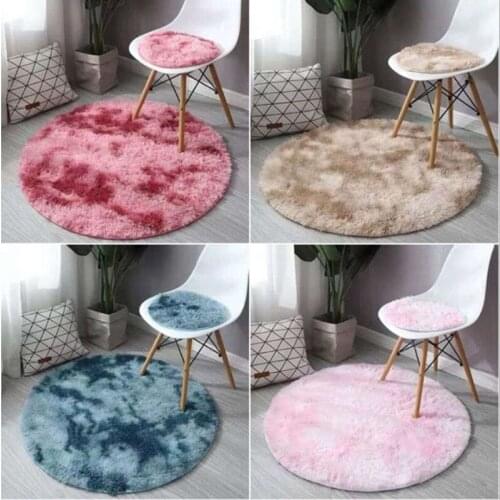 Lovely Round Carpet Nordic Style Gradient Colorful Rug For Living Room Bedroom Floor Mat Rugs Hanging Basket Fur Mats Large Size