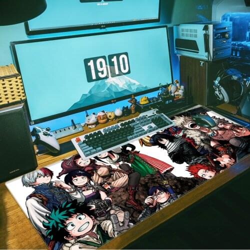 My Hero Academia Laptop Gaming Mice Mousepad Computer Gaming Mousepad Anti-slip Natural Rubber with Locking Edge Mouse Mat