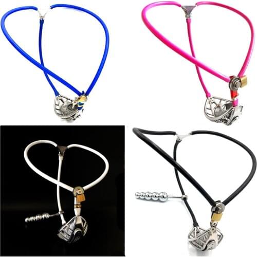 Male Stainless Steel Chastity Belt With Anal Plug Underwear Chastity Device Cock Cage,Penis Rings,BDSM Bondage Sex Toys For Men