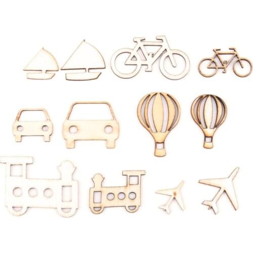 Transportation Series Pattern Natural Wooden Scrapbooking Craft For Handmade Accessory Decorate Home DIY 20-40mm 24pcs