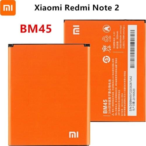 Xiao mi 100% Orginal BM45 3060mAh Battery For Xiaomi Redmi Note 2 Hongmi Note2 BM45 High Quality Phone Replacement Batteries