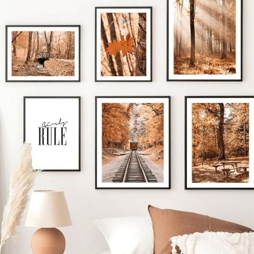 Autumn Scenery Forest Defoliation River Wall Art Canvas Painting Nordic Posters And Prints Wall Pictures For Living Room Decor