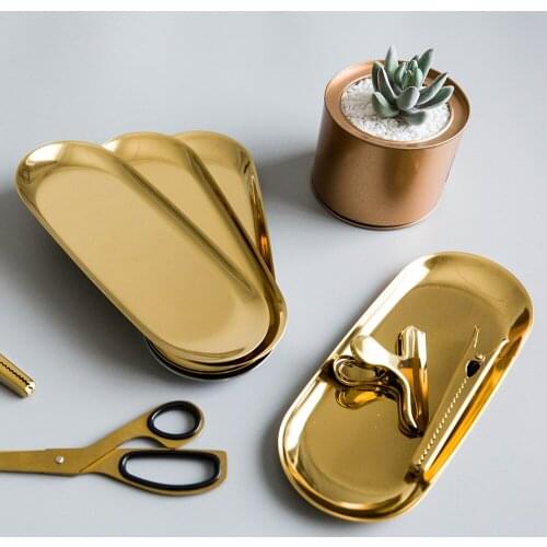 Nordic Stainless Steel Oval Storage Tray Fruit Sancks Jewelry Display Plate Kitchen Organizer Tools Home Decoration Accessories