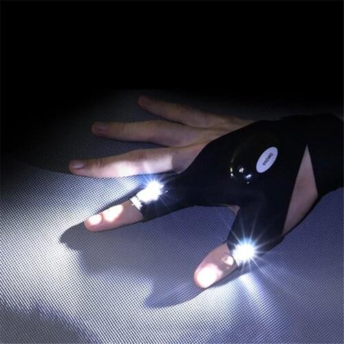 Fishing Gloves With LED Fingerless Night Light Waterproof Gloves Durable Camping Hiking Rescue Tools Flashlight Riding Equipment