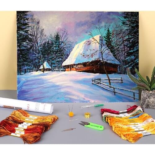 Landscape The Old House Pre-Printed 11CT Cross-Stitch Kit Embroidery DMC Threads Knitting Painting Craft Handicraft Decor