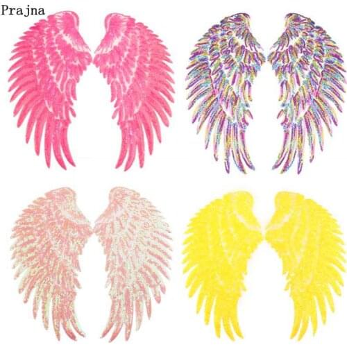Prajna Colorful Angel Wings Sequin Dreamy Iron On Patches For Clothing Embroidered Badges On Clothes Appliques DIY Crafts Decor