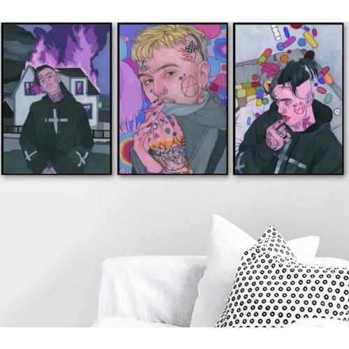 Home Decor Prints Painting Nordic Pictures Wall Art Hip Hop Rapper Lil Peep Modular Canvas Watercolor Poster Bedside Background