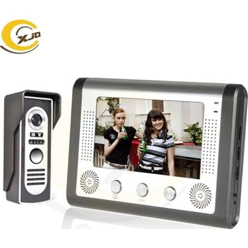 XJQ Free Shipping 7'' TFT LCD Wired Video Door Phone Doorbell Intercom Speakerphone Intercom With Waterproof Outdoor IR Camera