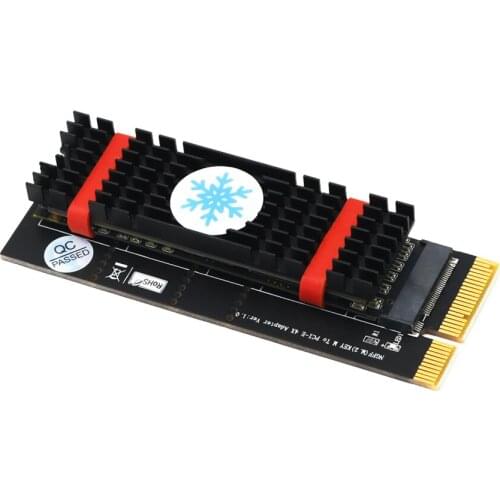 QINDIAN +Black M.2 SSD Cooling M.2 NVMe SSD NGFF TO PCIE 3.0 X4 Adapter M Key Card Support PCI Express 3.0 x4 2230-2280 Size M.2