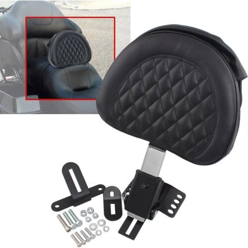Motorcycle Backrest Chrome Adjustable Plug In Driver Rider Seat Cushion Pad For Harley Touring Electra Glide FLTR FLHT FLHR