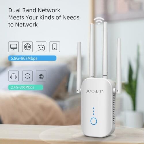 WiFi Extender Booster 1200Mbps WiFi Range Extender Dual Band AC1200 2.4G/5.8G WiFi Signal Booster Repeater Wireless Extender