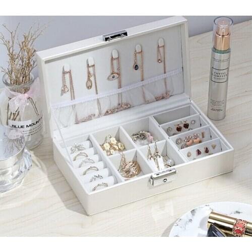 Women Portable Jewelry Makeup Organizers Travel Cosmetic Lipstick Collection Box Necklaces Earrings Bracelet Display Accessories