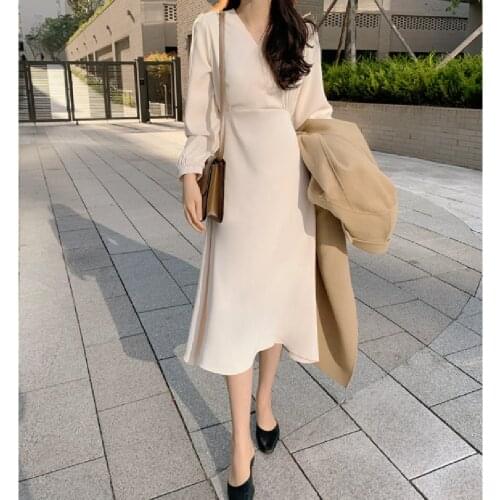 2021 Plus Size Summer Spring Dress Girls Boho Solid Female Vintage Dress Party Oversize Long Sleeve Women Dresses Robe Vestido