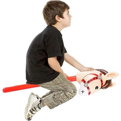 1Pc Inflatable Horse Heads Cowgirl Stick PVC Balloon Outdoor Educational Toys For Children Babies Birthday Gifts