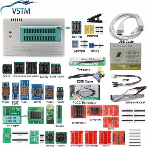 100% Original TL866II Plus with 37 adapter Minipro TL866ii Plus + 37 Adapters EEPROM Universal Bios USB Programmer Free Shipping