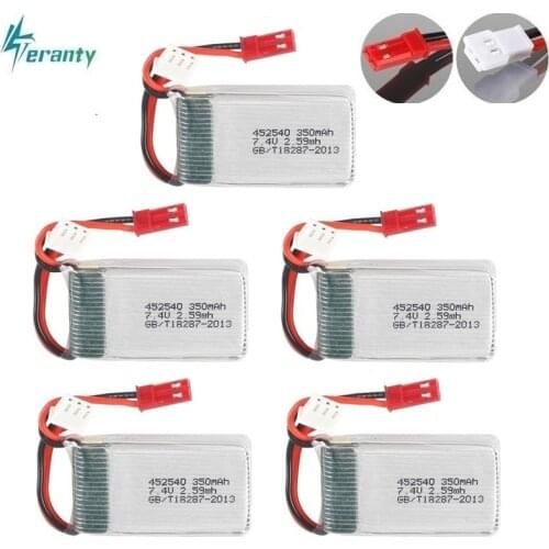 2s 7.4v 350mah 35C Lipo Battery for MJX X401H X402 JXD 515 515W 515V Battery RC Mini FPV Drone Quadcopter Helicopters 5pcs/lot