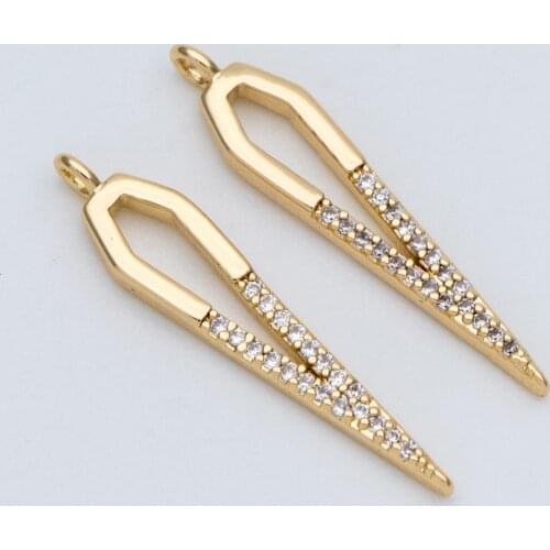 4pcs CZ Paved Bar Charm Pendants For DIY Jewelry Making Accessories 27mm (GB-739)