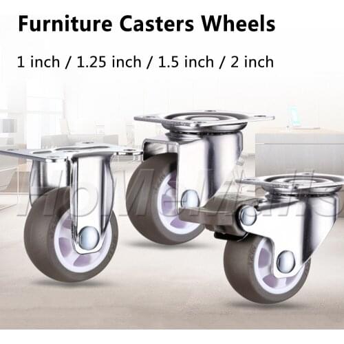 4pcs Swivel Casters Wheels For Furniture TPE Rubber Plate Caster With Locks Roller Wheel For Storage Cart Workbench or Trolley
