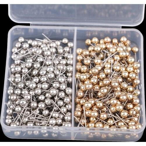400 Pcs Shiny Silver Gold Map Tacks Push Pins Plastic Head With Steel Points