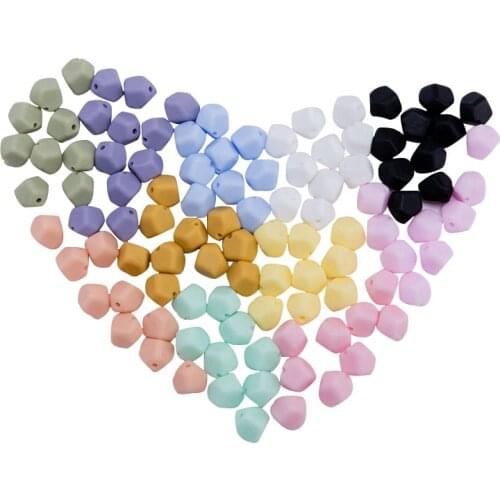 Lets Make 50pcs Multifaceted Shaped Beads Wholesale Silicone Beads Pearl Silicone Food Grade Teething Beads Jewelry Teether Toy