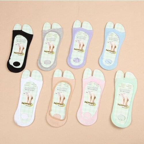 8 Pairs/lot Women Girl Summer Solid Cotton Thin Open Toe Boat Socks Low Cut No Show Invisible Non-slip Fish Mouth Sock 2021