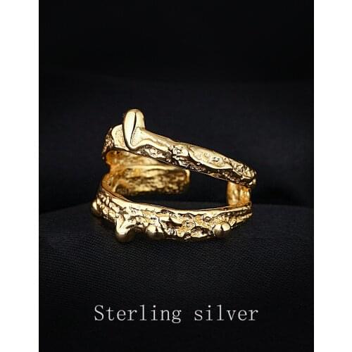 925 Sterling Silver Rings Creative Multilayer Irregular Winding Line Geometric Handmade for Women Couple Ring Size Adjustable