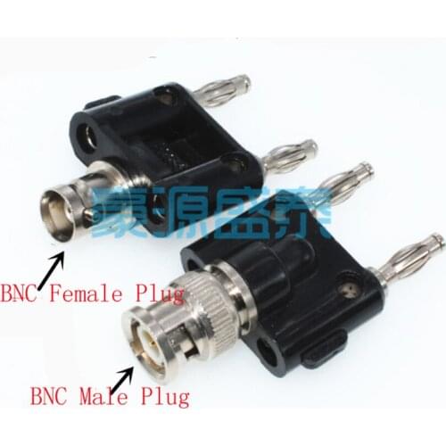 BNC Male/Female To 4mm Dua Banana Male Plug Connector Coaxial Adapter