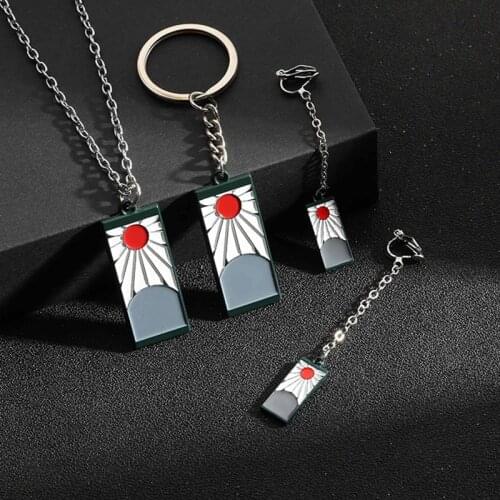 Anime Demon Slayer Cosplay Props Earring Keychain Necklace Kimetsu No Yaiba Tanjirou High Quality Pendant Jewelry Fans Gifts