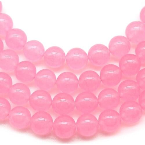 Natural Stone Light Pink Jades Chalcedony Beads Round Loose Beads For Jewelry Making DIY Bracelet Necklace 15"Strand 6 8 10 12mm