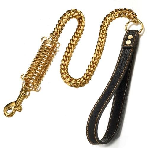 14mm Pet Chain Gold Stainless Steel Chain Pet Dog Buffering Function Protect The Dog And You Sturdy And Durable Wholesale