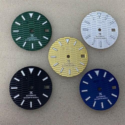 Diving Watch Parts SKX007 Luminous 28.5mm Watch Dial With date Window For NH35 Movement