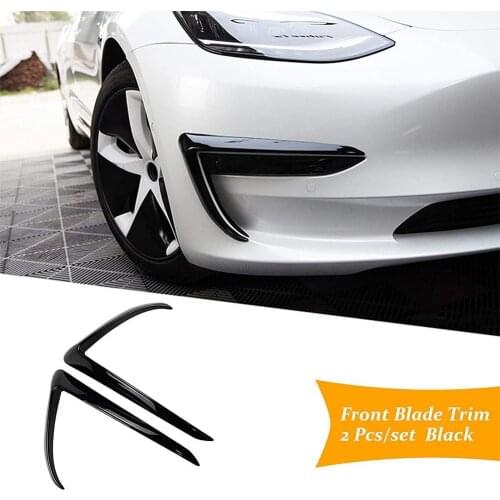 For Tesla Model 3 2017-2021 Front Fog Lamp Frame Decorative Spoiler Wind Knife Black Light Frame Deflector Modified Shell Sleeve