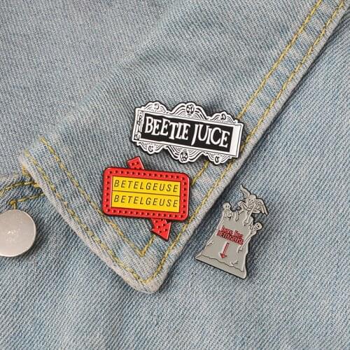Beetlejuice Enamel Pin Thriller comedy badge brooch Lapel pin Denim Jeans shirt bag Gothic Punk Movie Jewelry Gift for friends