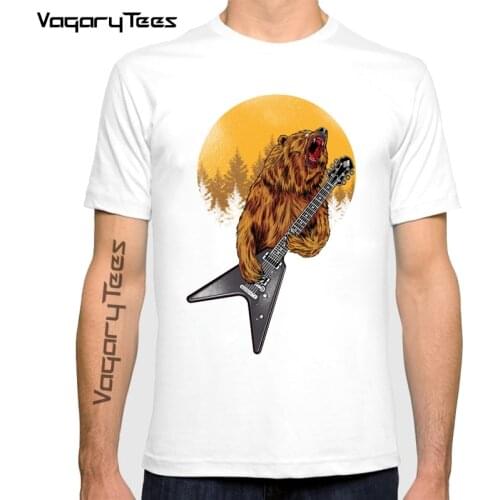 Roaring bear Men T-shirt summer punk Rock print casual male top tees good quality short sleeve men fitness clothing funny Tees