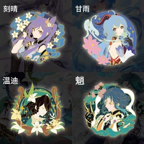 Genshin Impact Venti Keqing Xiao Ganyu Anime Metal Badge Button Brooch Pins Collection Medal Pendant Souvenir Cosplay