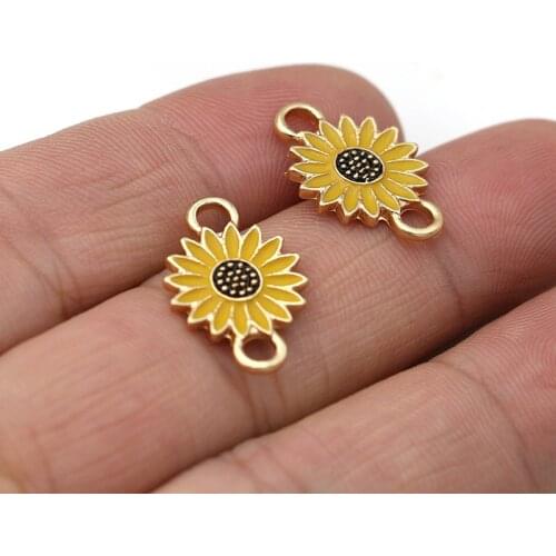 5PCS Gold Color Sunflower Charm Connector for Jewelry Making Bracelet Accessories DIY Handmade Findings