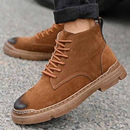 Genuine Leather shoes men Boots boots Motorcycle shoes Autumn Winter shoes Lover snow Boots 2020