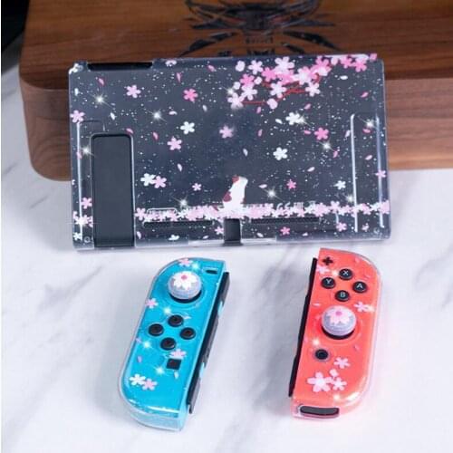 TPU Soft Clear Glitter Case Protective Cover Bling Shell for Nintend Switch NS Joy-Con Crystal Protector Thumb Stick Grip Cap
