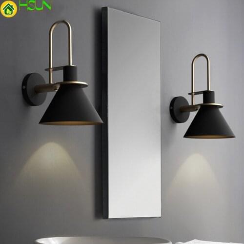 Nordic wall lamp Bedside lamp Bedroom New Modern living room Walkway Staircase Simple iron belt wall lamp LED lamp