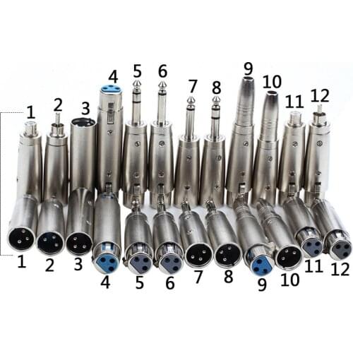 2pcs 3Pin XLR Female To 6.35mm Male Mono Jack Lead Adapter Microphone 3pin XLR male to RCA female Leader Adapter Nickel Plated