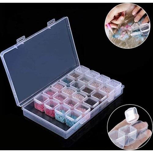 28-Grid Plastic Diamond Painting Embroidery Box Sewing Accessories Storage Box DIY Cross Stitch Cases Jewelry Display Container