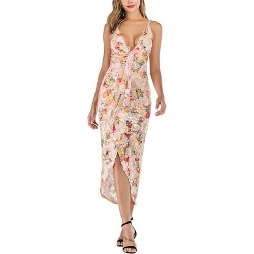 Sexy Sling V-neck Backless Dress Romantic Floral Print Midi Dress A-line Boho Beach Dress Elegant Club Party Bodycon Dresses