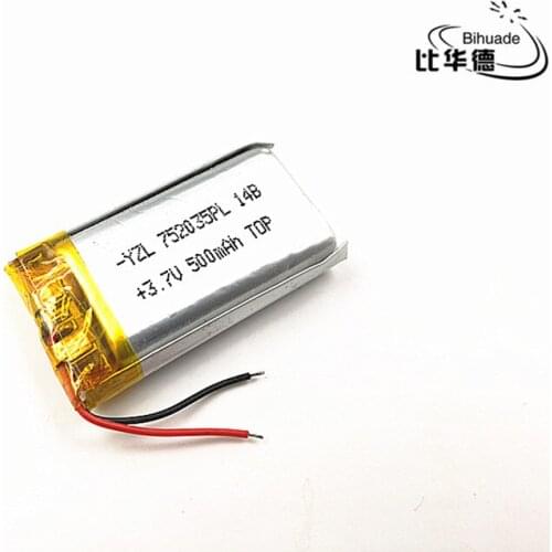 Free shipping 5pcs/lot Polymer 500 mah 3.7 V 702035 752035 smart home Li-ion battery for dvr GPS mp3 mp4