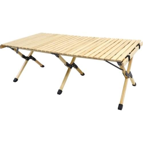 Camping Folding Wood Table- Portable Foldable Outdoor Picnic Table Egg-Roll Wooden Table in a Bag for Picnic, Camp, Travel, Gar