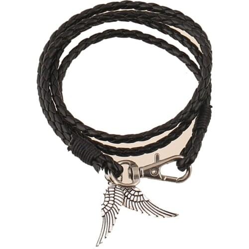 Simple woven Multilayer Leather Bracelets & Bangles for man woman Vintage Wing Wristband unisex Jewelry Gift 5 colors