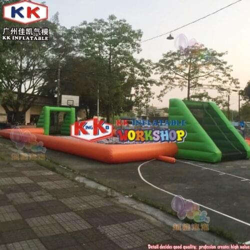 PVC material Lead Free Green&Orange Inflatable Soccer Football Field