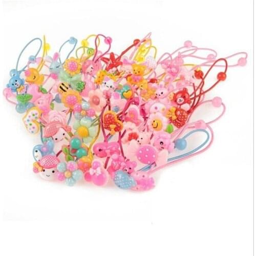 10Pcs/Lot Girl Elastic Hair Bands Children Flower Bow Rubber Band Ponytail Holder Kawaii Ribbon Rope Ring Kids Hair Accessories