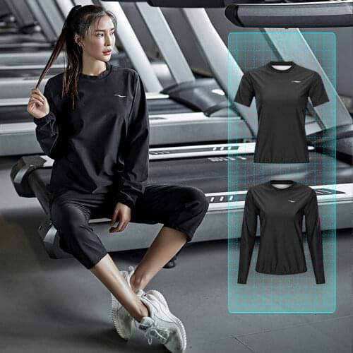 Running Shirt Women Pullover Black Gym Clothing Weight Loss Tee Loose Sportswear Jogging Fitness Training Workout Sweater